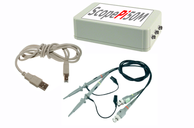 ScopePi50M mit Messköpfen und USB Kabel